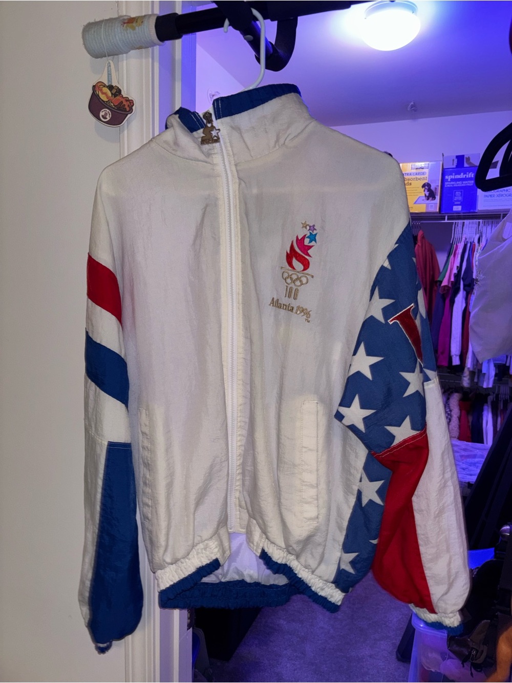 STARTER White Red Blue Stars Olympic Jacket
